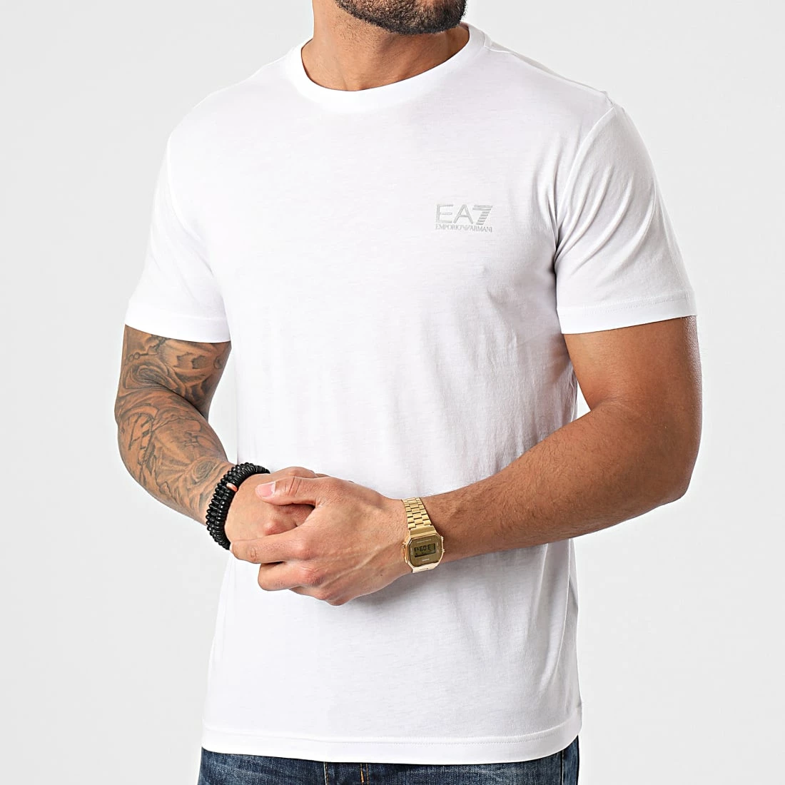 Tout neuf 🎉 Tee 👚 Shirt 8NPT51-PJM9Z Blanc Argenté de EA7 Emporio Armani ⭐ – Image 3