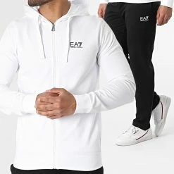 Le moins cher 😉 Ensemble De Survetement 8NPV50-PJ05Z Blanc Noir de EA7 Emporio Armani 🥰