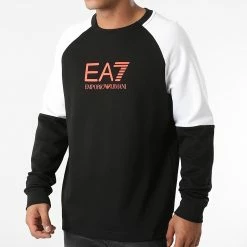 Le moins cher 🔔 Sweat Crewneck 6KPM41-PJANZ Noir Blanc de EA7 Emporio Armani ✨