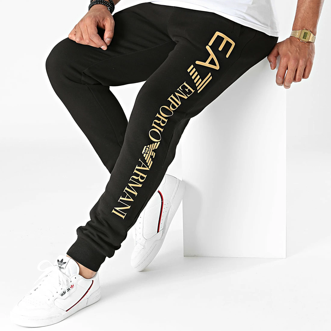 Nouveau 😉 Pantalon Jogging 8N99B5-PJ07Z Noir Doré de EA7 Emporio Armani 😀 – Image 3