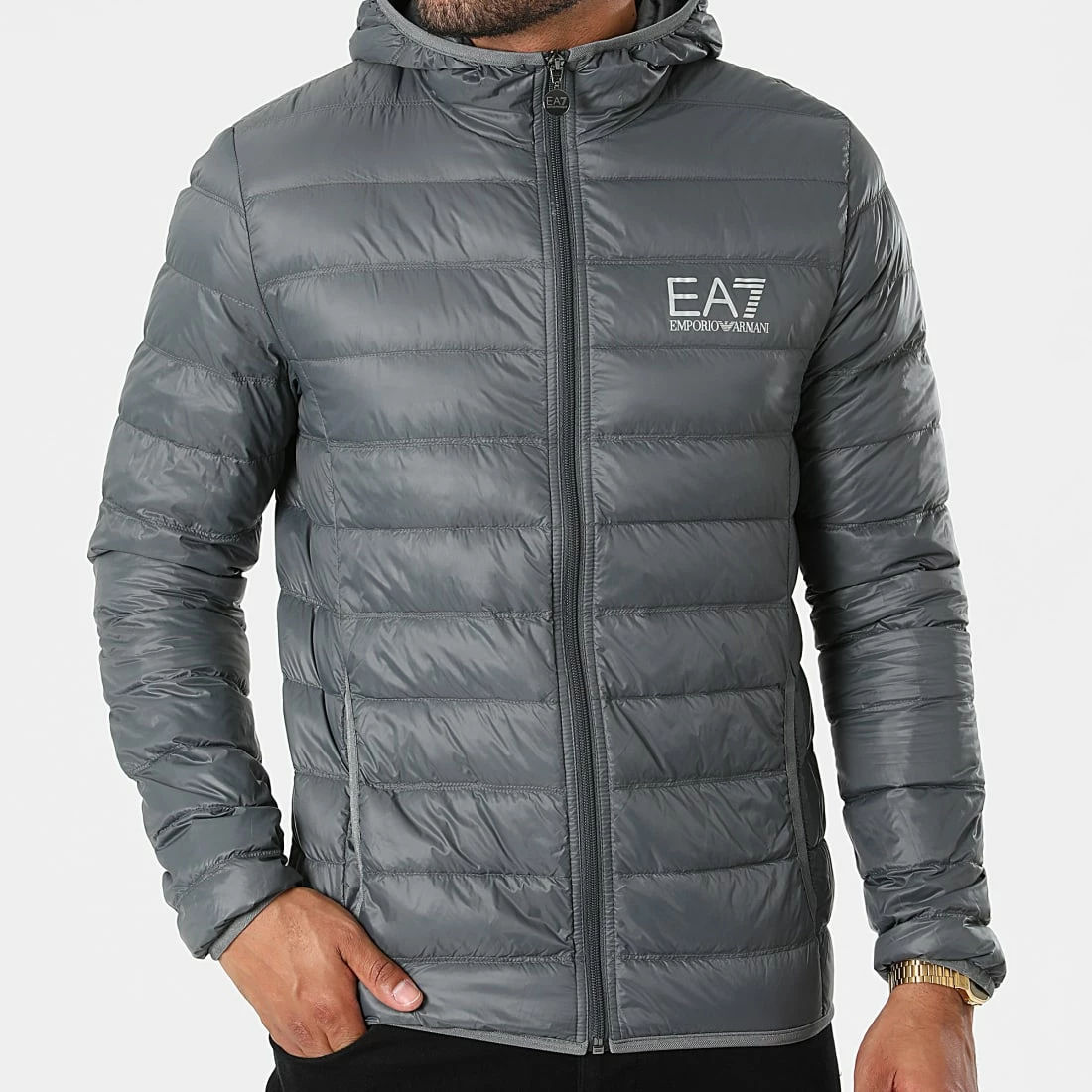 Coupon 🥰 Doudoune Capuche 8NPB02-PN29Z Gris Anthracite de EA7 Emporio Armani 🥰 – Image 3