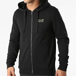 Nouveau ⌛ Sweat Zippé Capuche 8NPM03-PJ05Z Noir Doré de EA7 Emporio Armani ⭐