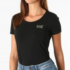 Meilleure vente ✔️ Tee 👚 Shirt Femme 6KTT18-TJ12Z Noir Doré de EA7 Emporio Armani 👏