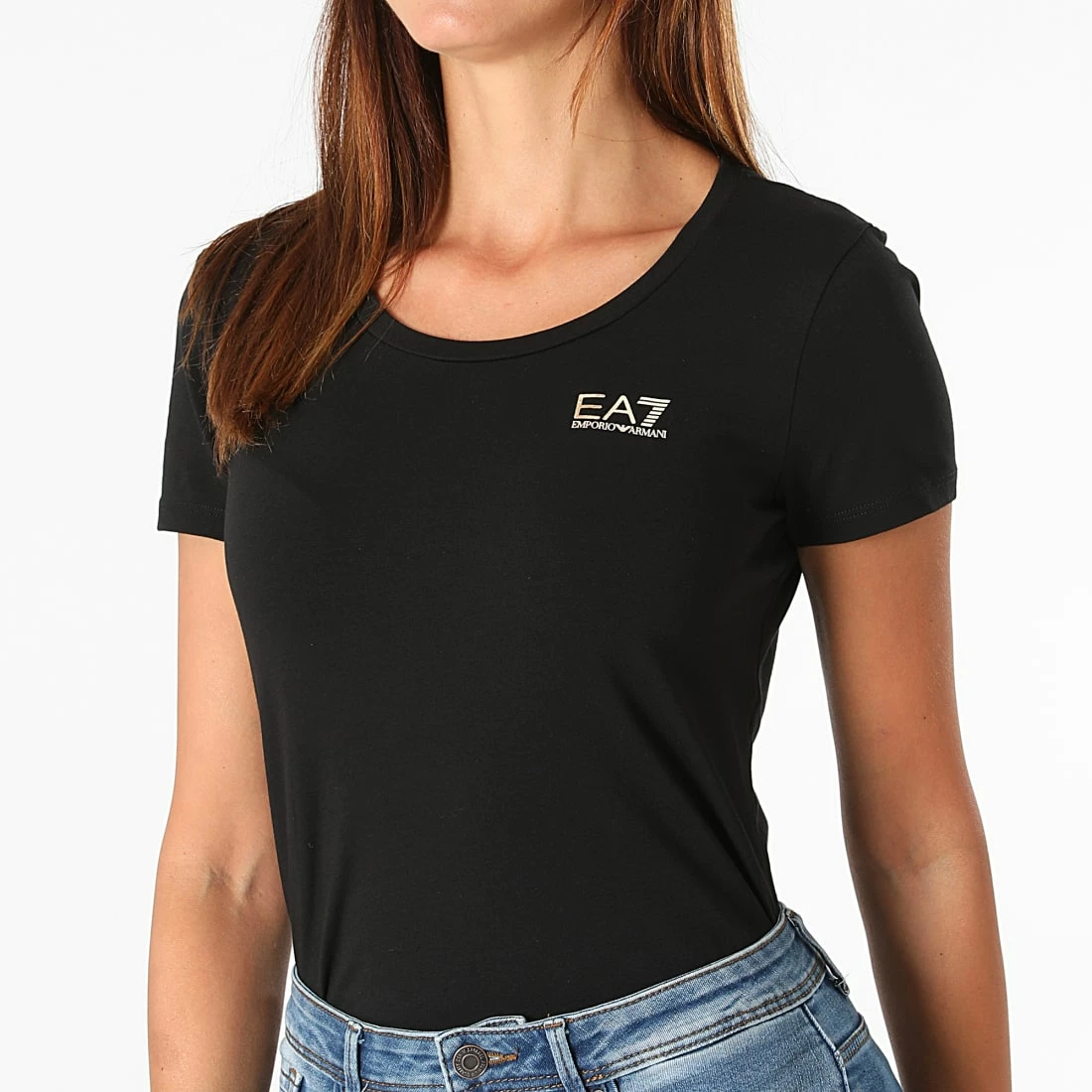 Meilleure vente ✔️ Tee 👚 Shirt Femme 6KTT18-TJ12Z Noir Doré de EA7 Emporio Armani 👏