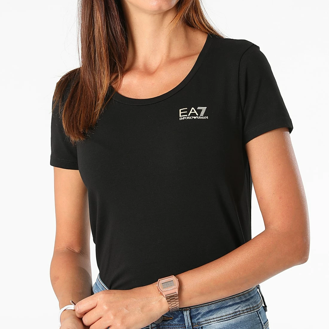 Meilleure vente ✔️ Tee 👚 Shirt Femme 6KTT18-TJ12Z Noir Doré de EA7 Emporio Armani 👏 – Image 3