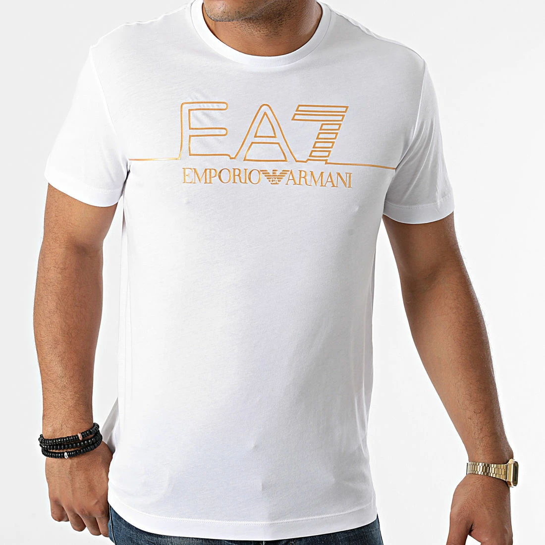 Meilleure vente ✔️ Tee 👕 Shirt 6KPT19-PJM9Z Blanc Doré de EA7 Emporio Armani 👍 – Image 3