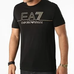 De gros ✨ Tee 👕 Shirt 6KPT19-PJM9Z Noir Doré de EA7 Emporio Armani 😉