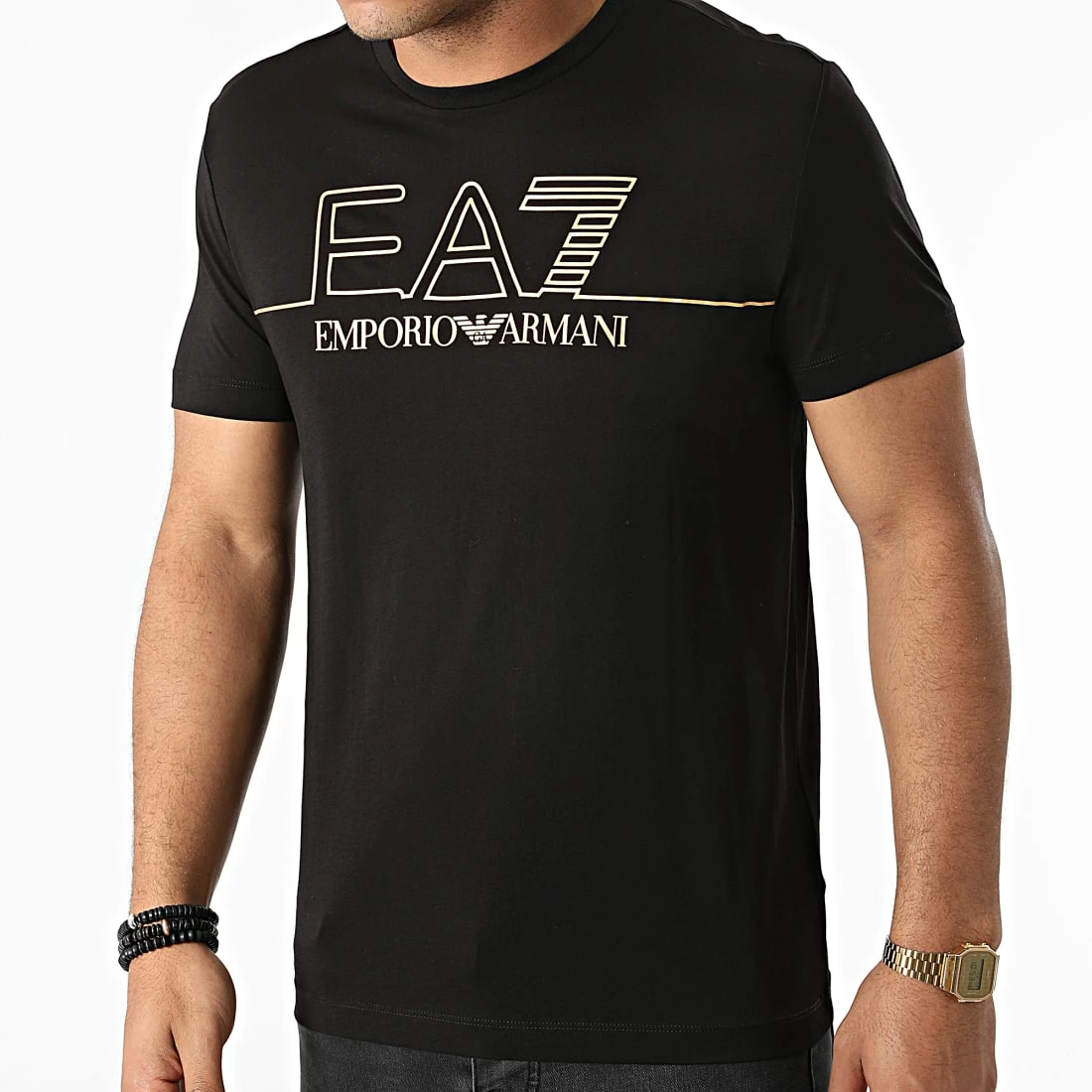 De gros ✨ Tee 👕 Shirt 6KPT19-PJM9Z Noir Doré de EA7 Emporio Armani 😉