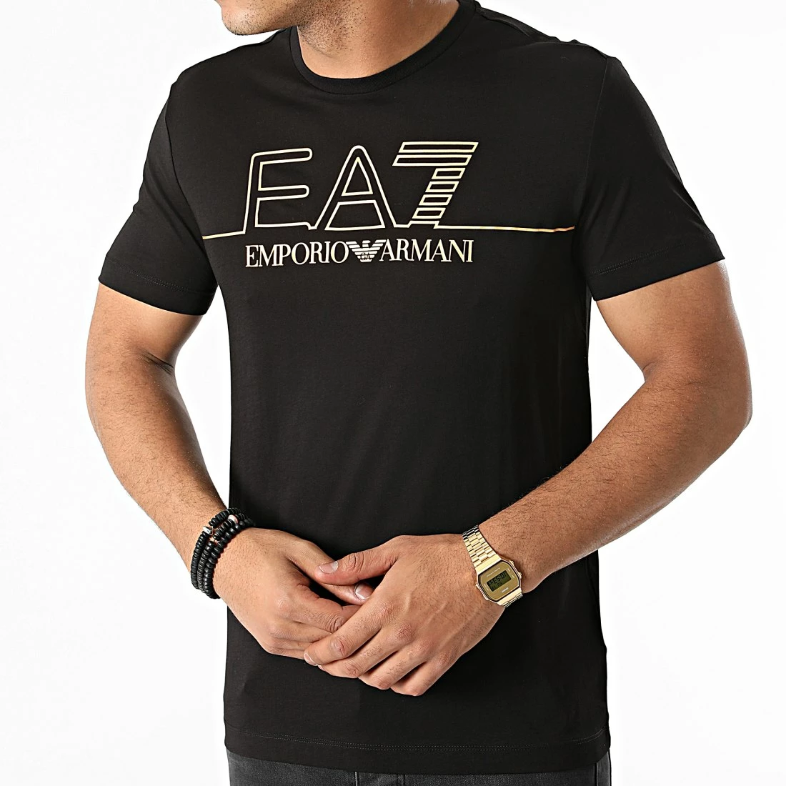 De gros ✨ Tee 👕 Shirt 6KPT19-PJM9Z Noir Doré de EA7 Emporio Armani 😉 – Image 3