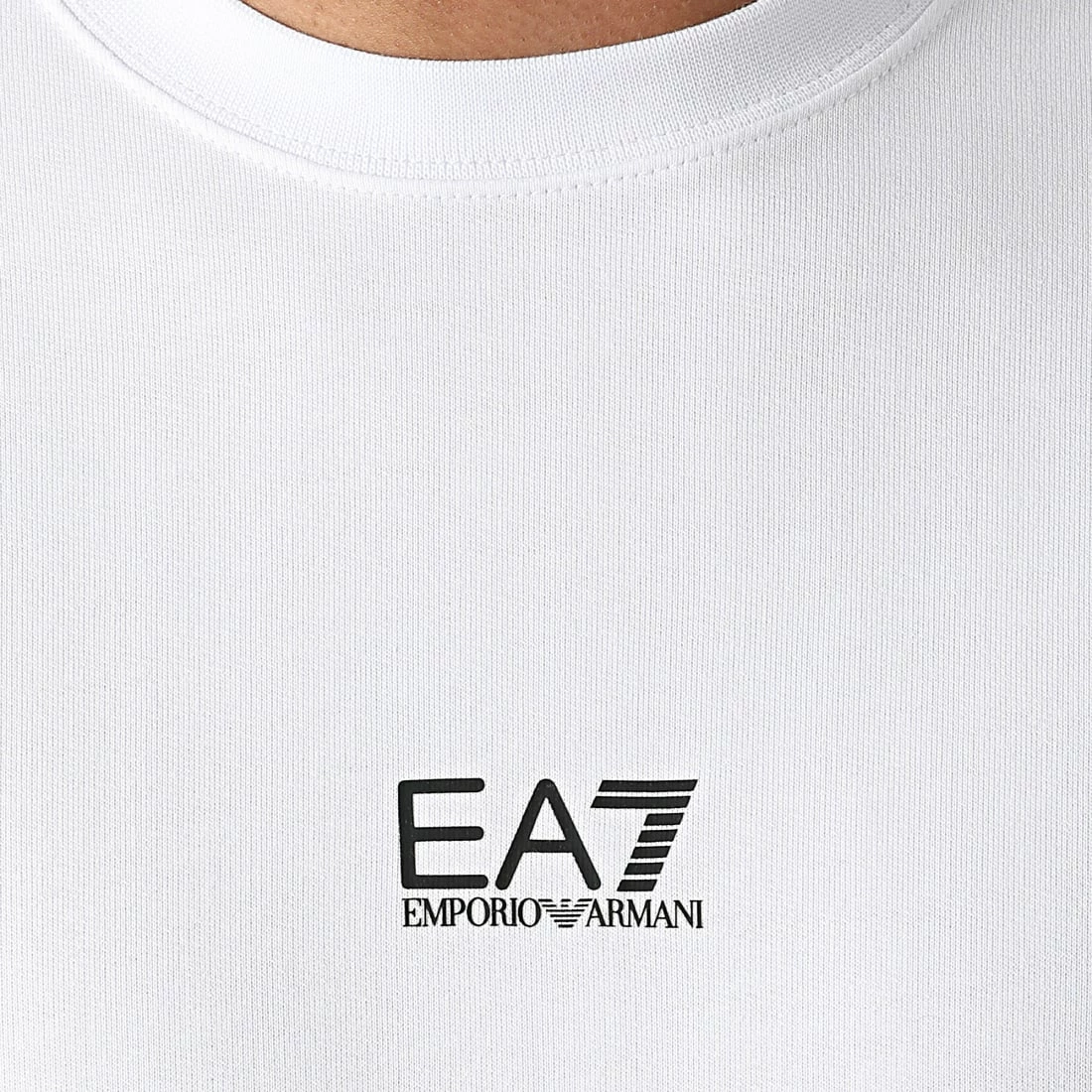 Bon marché 🎉 Sweat Crewneck A Bandes 6KPM66-PJ05Z Blanc de EA7 Emporio Armani 🎁 – Image 2