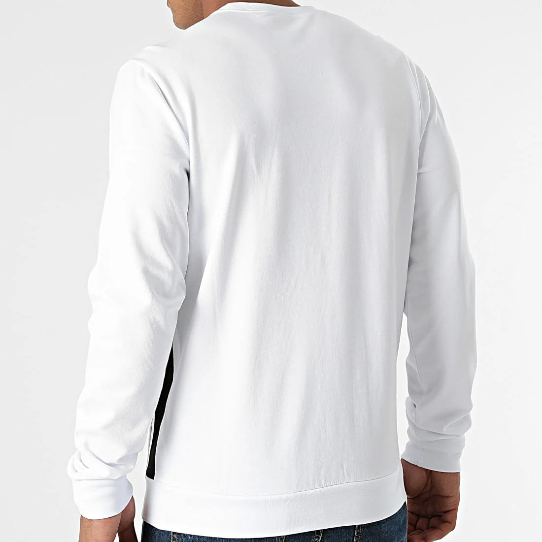 Bon marché 🎉 Sweat Crewneck A Bandes 6KPM66-PJ05Z Blanc de EA7 Emporio Armani 🎁 – Image 4