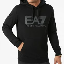 De gros ❤️ Sweat Capuche 6KPM62-PJ05Z Noir de EA7 Emporio Armani 🤩
