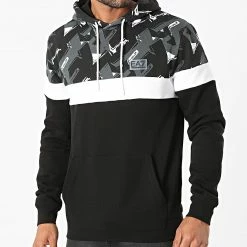 Meilleur prix ⭐ Sweat Capuche 6KPM82-PJ07Z Noir Gris de EA7 Emporio Armani 👏