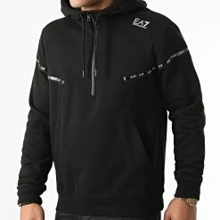 Meilleur prix ❤️ Sweat Col Zippé Capuche 6KPM64-PJ07Z Noir de EA7 Emporio Armani ⭐