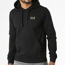 Remise 😀 Sweat Capuche 8NPM04 Noir de EA7 Emporio Armani 🎁