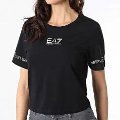 Tout neuf 🤩 Tee 👚 Shirt Femme Crop 3LTT08 Noir de EA7 Emporio Armani 💯