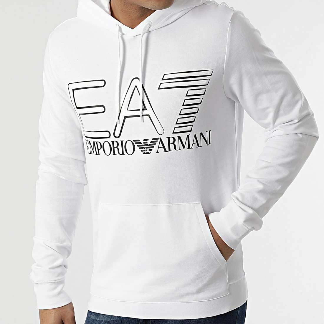 Promo 💯 Sweat Capuche 3LPM45-PJFGZ Blanc de EA7 Emporio Armani 🧨 – Image 3