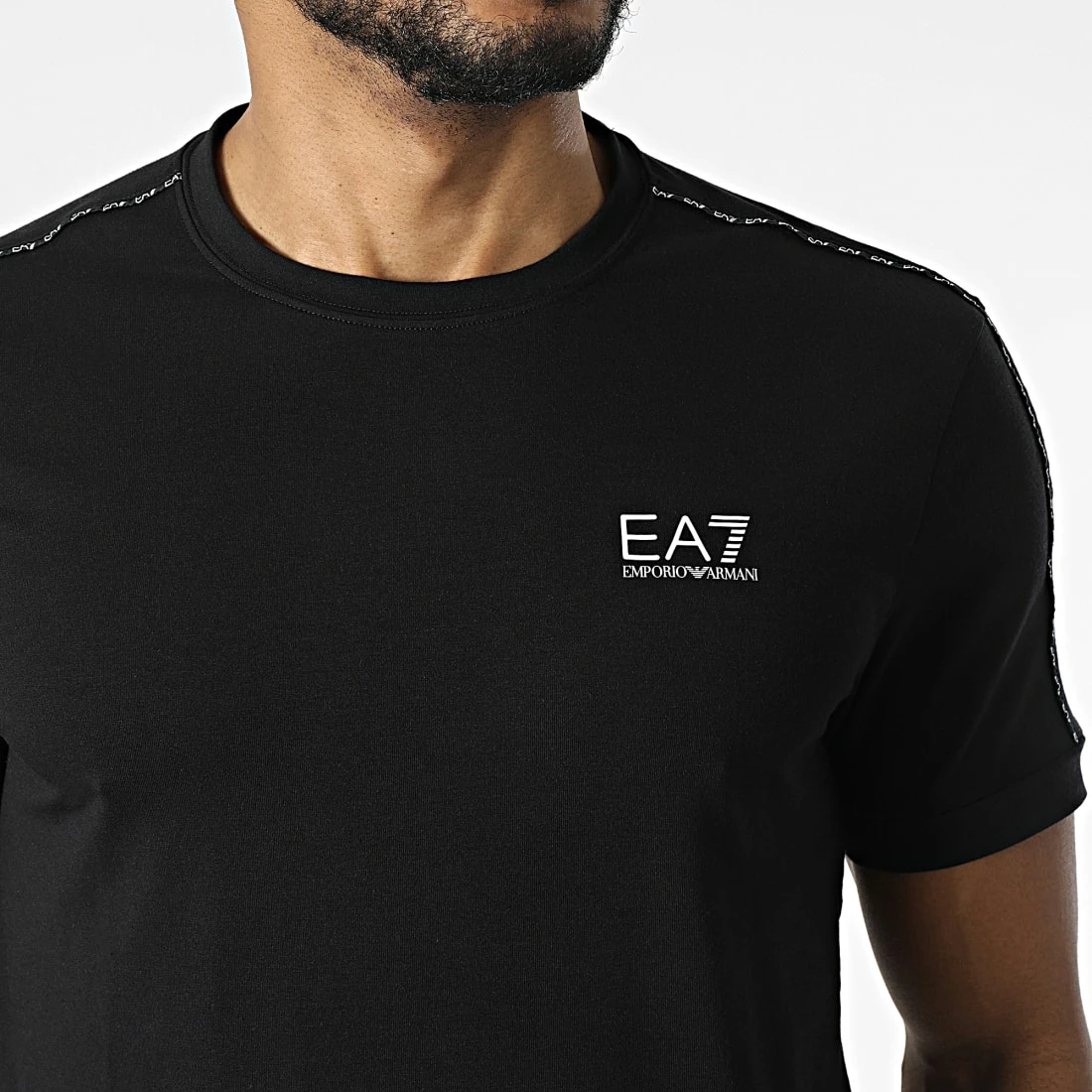 Meilleure affaire 🧨 Tee 👕 Shirt A Bandes 3LPT31-PJFUZ Noir de EA7 Emporio Armani ✨ – Image 2