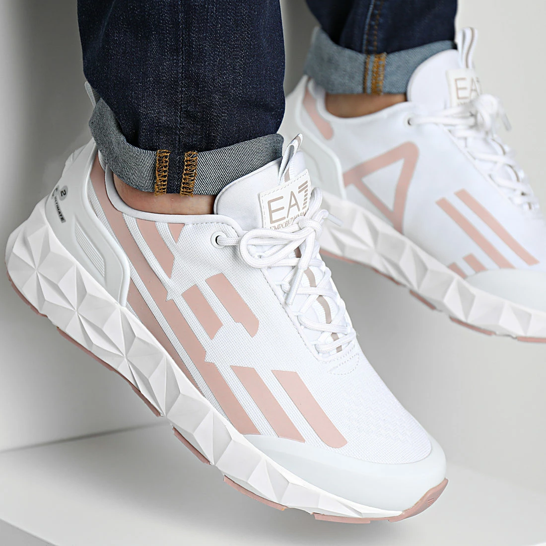Bon marché 🎁 Baskets X8X033-XCC52 White Misty Rose de EA7 Emporio Armani 🎁