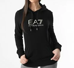 Sortie 💯 Sweat Capuche Femme 8NTM36 Noir de EA7 Emporio Armani 🤩