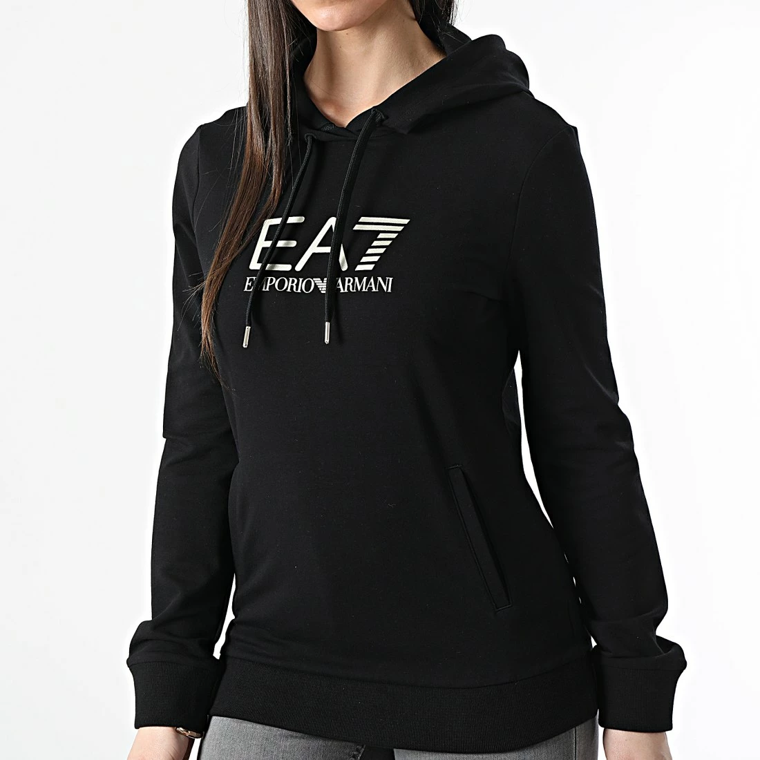 Sortie 💯 Sweat Capuche Femme 8NTM36 Noir de EA7 Emporio Armani 🤩 – Image 3