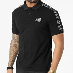 Nouveau 🛒 Polo Manches Courtes A Bandes 3LPF20-PJ02Z Noir de EA7 Emporio Armani 🛒
