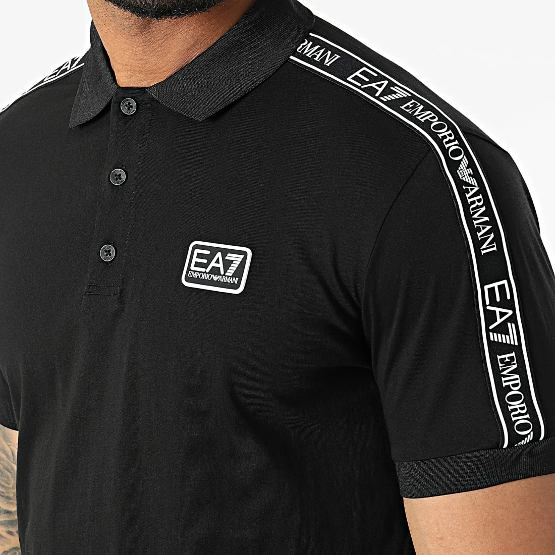 Nouveau 🛒 Polo Manches Courtes A Bandes 3LPF20-PJ02Z Noir de EA7 Emporio Armani 🛒 – Image 2
