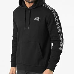 Coupon 💯 Sweat Capuche A Bandes 3LPM69-PJ07Z Noir de EA7 Emporio Armani 😍