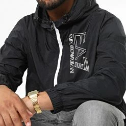 Bon marché 🔥 Coupe-vent Capuche 3LPB20-PN84Z Noir de EA7 Emporio Armani 🎉