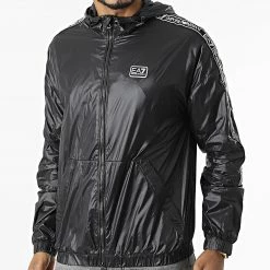 Bon marché 👏 Coupe-Vent A Bandes 3LPB29-PNR4Z Noir de EA7 Emporio Armani 🔥