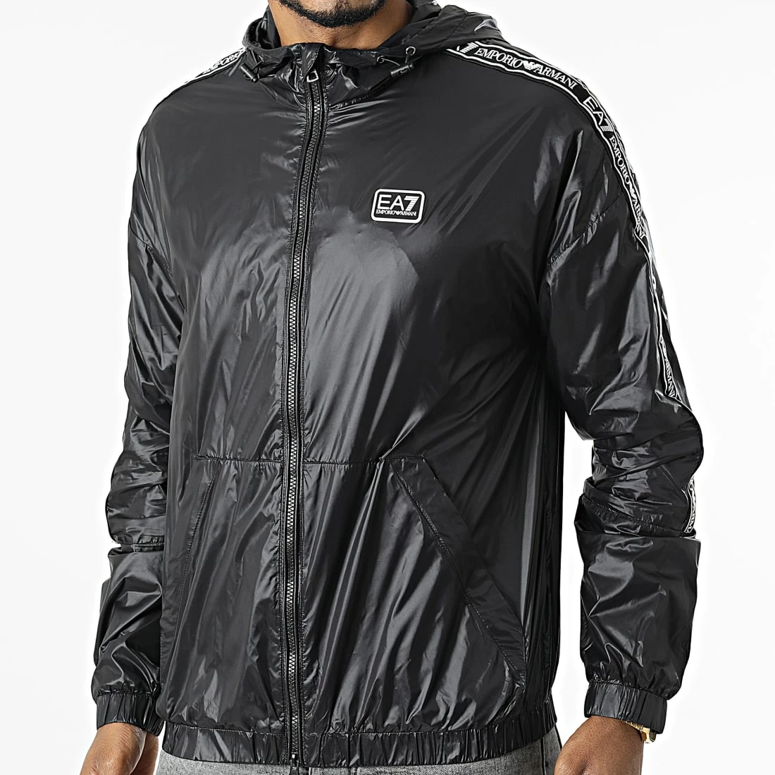 Bon marché 👏 Coupe-Vent A Bandes 3LPB29-PNR4Z Noir de EA7 Emporio Armani 🔥