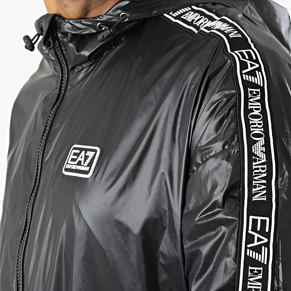 Bon marché 👏 Coupe-Vent A Bandes 3LPB29-PNR4Z Noir de EA7 Emporio Armani 🔥 – Image 2