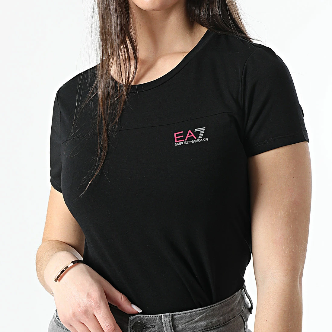 Coupon 😉 Tee 👚 Shirt Femme 3LTT03 Noir de EA7 Emporio Armani 🔔 – Image 3