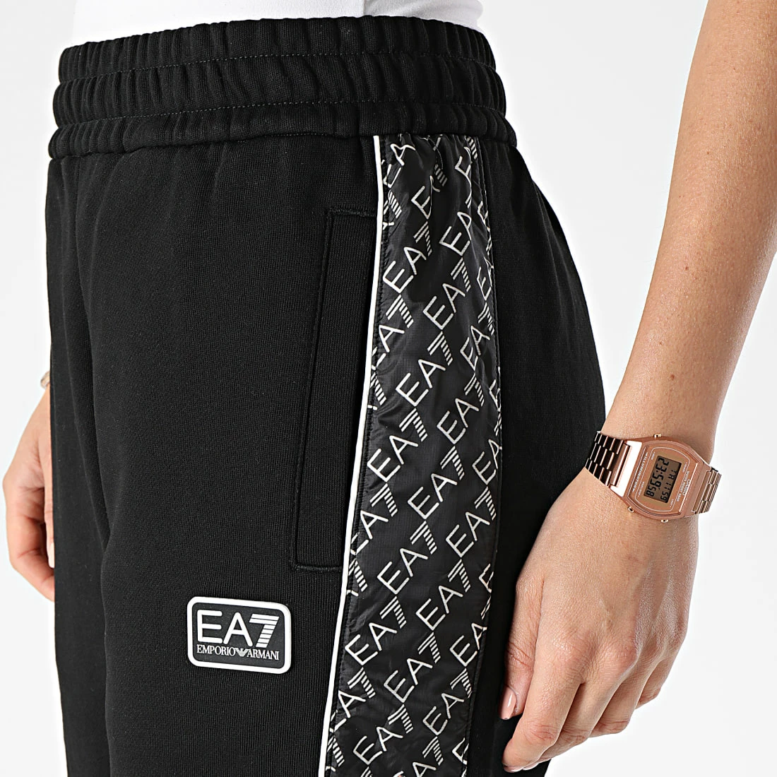Nouveau ✔️ Pantalon Jogging Femme A Bandes 3LPP54 Noir de EA7 Emporio Armani 🛒 – Image 2