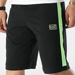 Remise ⭐ Short Jogging A Bandes 3LPS61-PJ05Z Noir de EA7 Emporio Armani 🧨