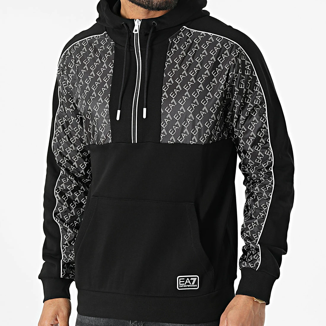 Coupon 😀 Sweat Col Zippé Capuche 3LPM55-PJEQZ Noir de EA7 Emporio Armani 🎁