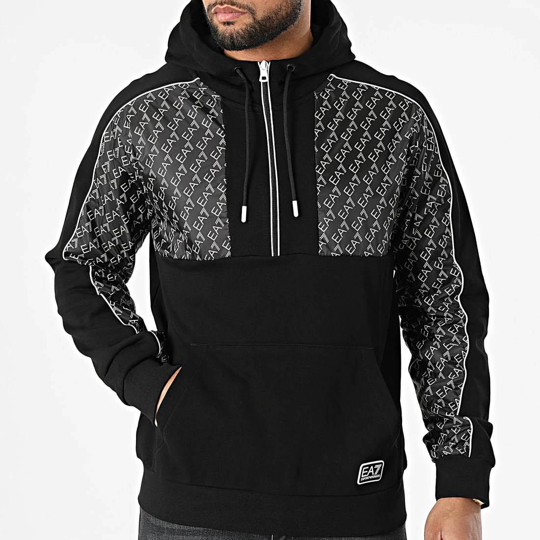 Coupon 😀 Sweat Col Zippé Capuche 3LPM55-PJEQZ Noir de EA7 Emporio Armani 🎁 – Image 3