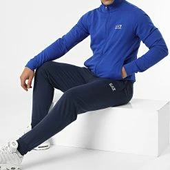 Nouveau 👏 Ensemble De Survêtement 8NPV51-PJ05Z Bleu Roi Bleu Marine de EA7 Emporio Armani ✔️