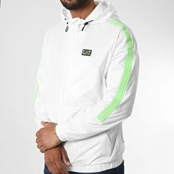Meilleur prix 🥰 Coupe-Vent A Bandes 3LPB29-PNR4Z Blanc Vert de EA7 Emporio Armani 🛒