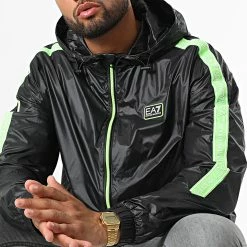 Meilleure affaire 😉 Coupe-Vent A Bandes 3LPB29-PNR4Z Noir Vert de EA7 Emporio Armani 🎉