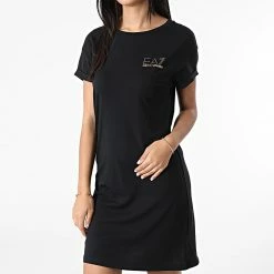 Tout neuf 😉 Robe Tee 👚 Shirt Femme 3LTA54 Noir Doré de EA7 Emporio Armani ⭐