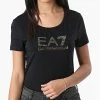 Vente flash 🔔 Tee 👕 Shirt Femme 3LTT23 Noir Doré de EA7 Emporio Armani 👏