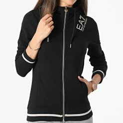 Top 10 ✨ Sweat Zippé Capuche Femme 3LTM07-TJCQZ Noir Doré de EA7 Emporio Armani ⭐