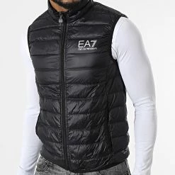 Offres ❤️ Doudoune Sans Manches 8NPQ01-PN29Z Noir Argenté de EA7 Emporio Armani 👏