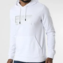 Bon marché 🔥 Sweat Capuche 6LPM62-PJ05Z Blanc Argenté de EA7 Emporio Armani 💯