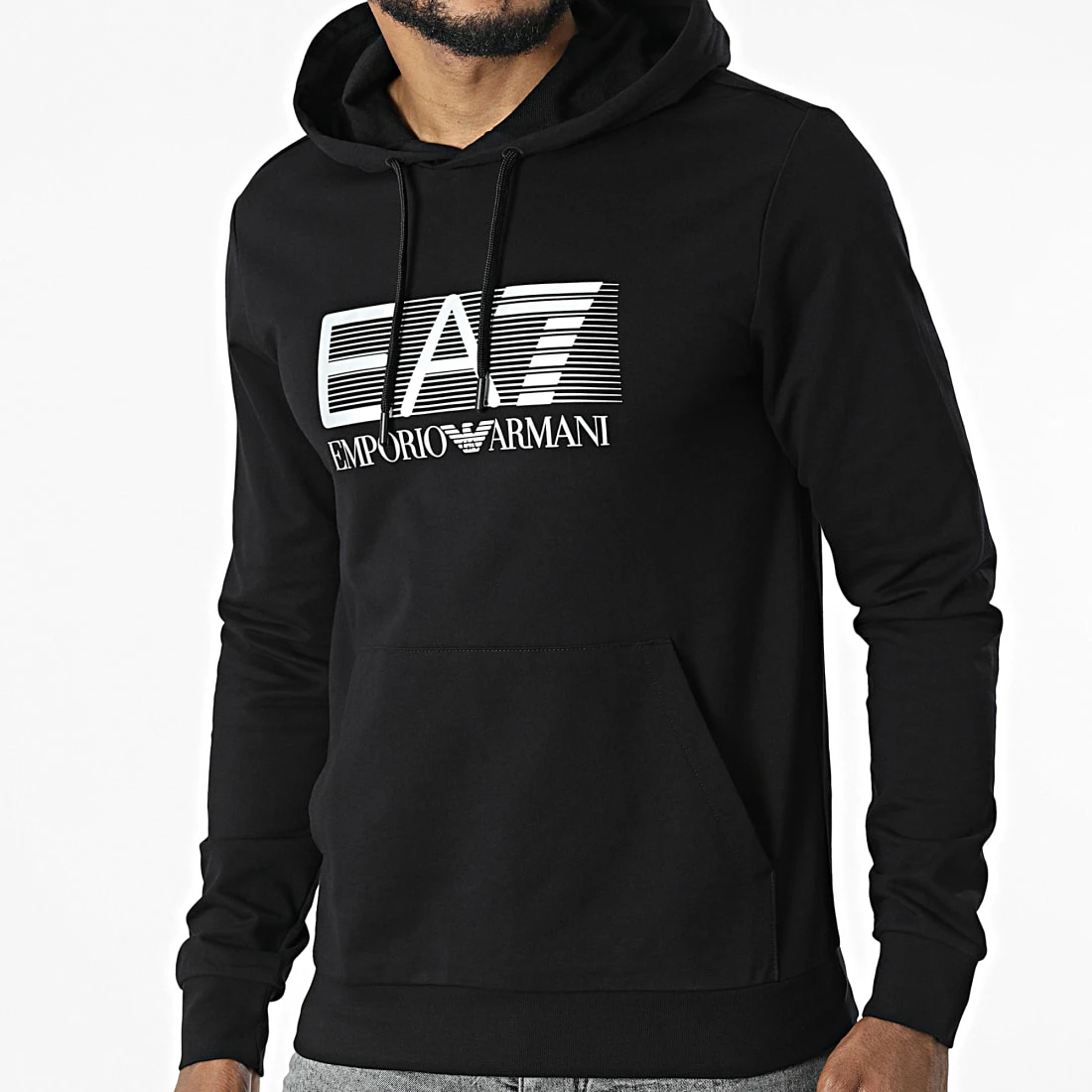 Grosses soldes 🧨 Sweat Capuche 6LPM62-PJ05Z Noir Argenté de EA7 Emporio Armani ✨