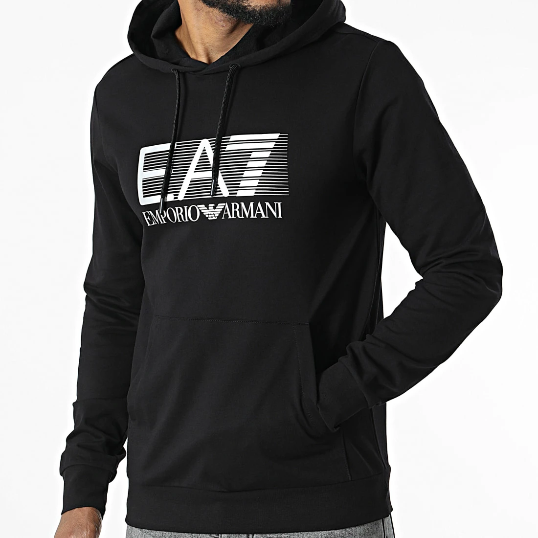 Grosses soldes 🧨 Sweat Capuche 6LPM62-PJ05Z Noir Argenté de EA7 Emporio Armani ✨ – Image 3