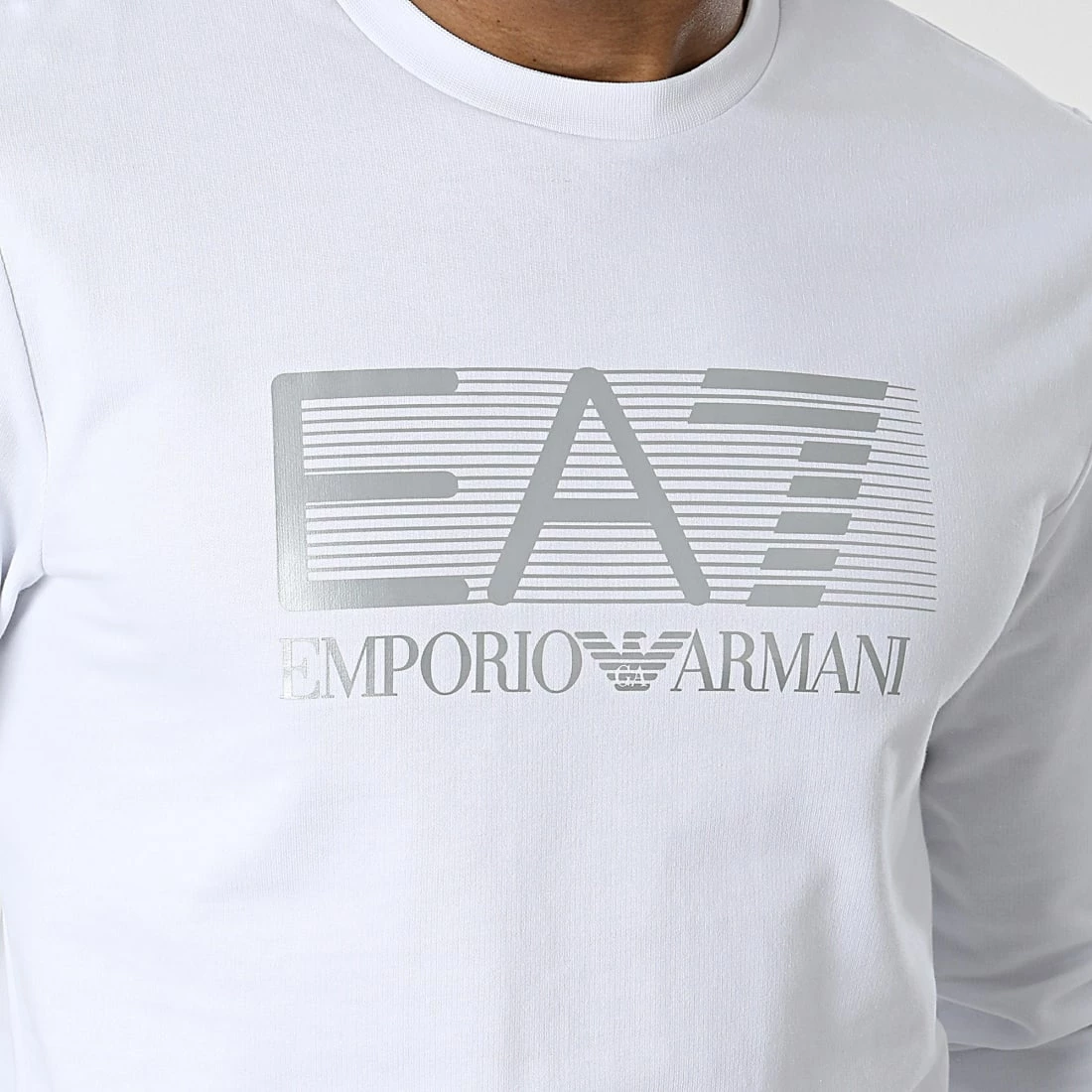 Vente flash 🤩 Sweat Crewneck 6LPM60-PJ05Z Blanc Argenté de EA7 Emporio Armani 😉 – Image 2