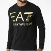 Meilleure affaire 🎁 Tee 👚 Shirt Manches Longues 6LPT25-PJ7CZ Noir Doré de EA7 Emporio Armani 💯