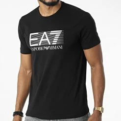 Grosses soldes ✨ Tee 👚 Shirt 6LPT62-PJ03Z Noir Argenté de EA7 Emporio Armani 👍